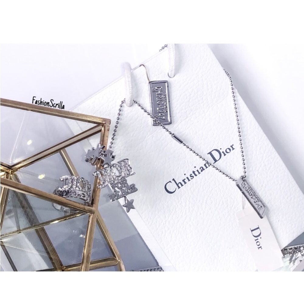 Dior Vintage Dior For Peace Y2K Diamanté Crystal Ring - Earrings Jewelry Set - Picture 8 of 17